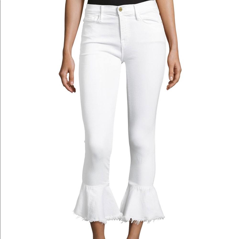FRAME White Jeans with Flare “Le Skinny de Jeanne”